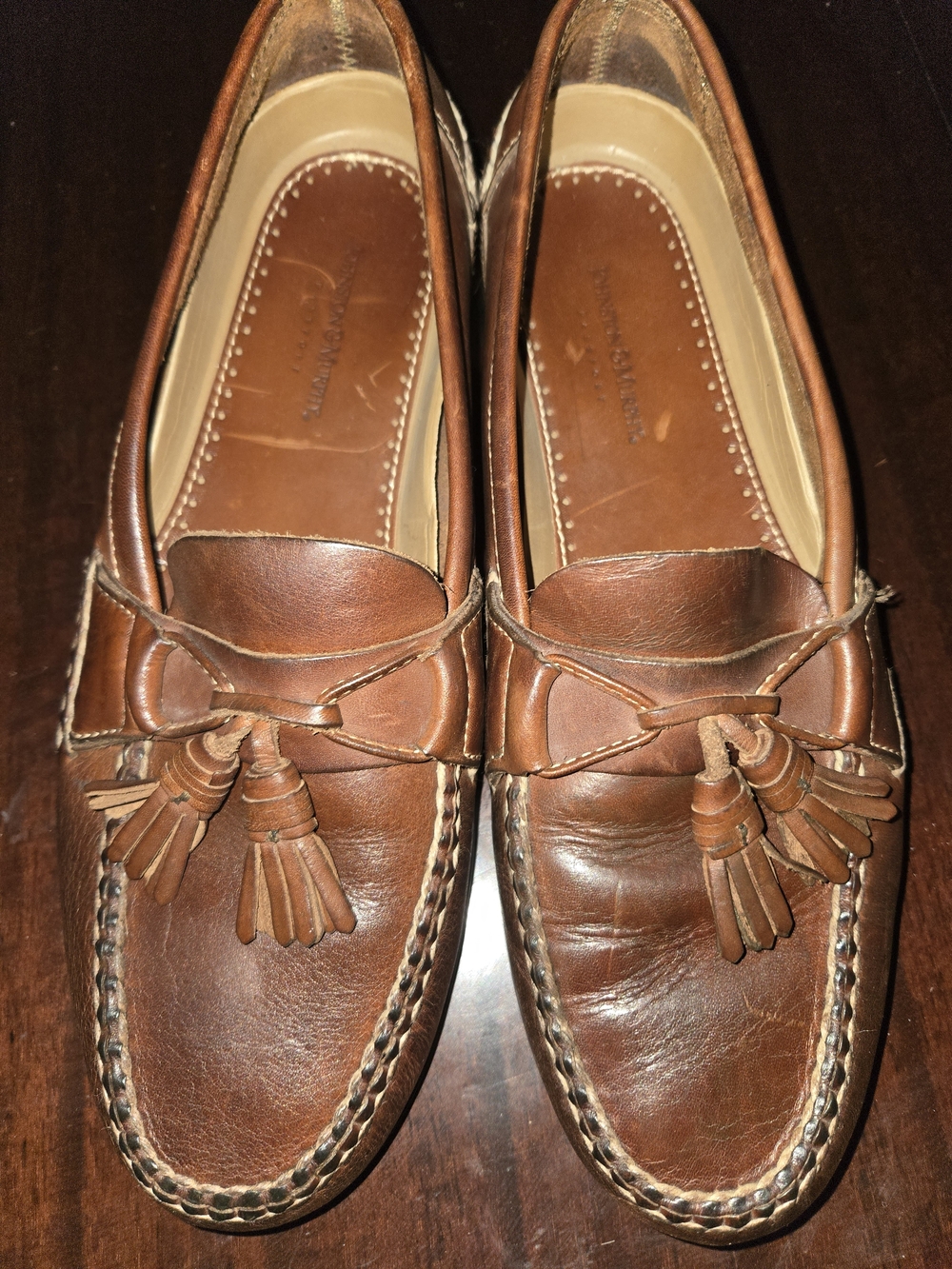 Johnston & Murphy Passport Brown Leather Kiltie Tassel Loafers Men's Size 12 M